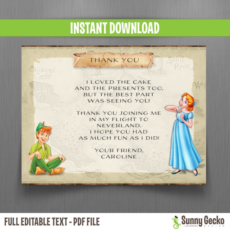 Peter Pan Thank you Cards (Wendy)